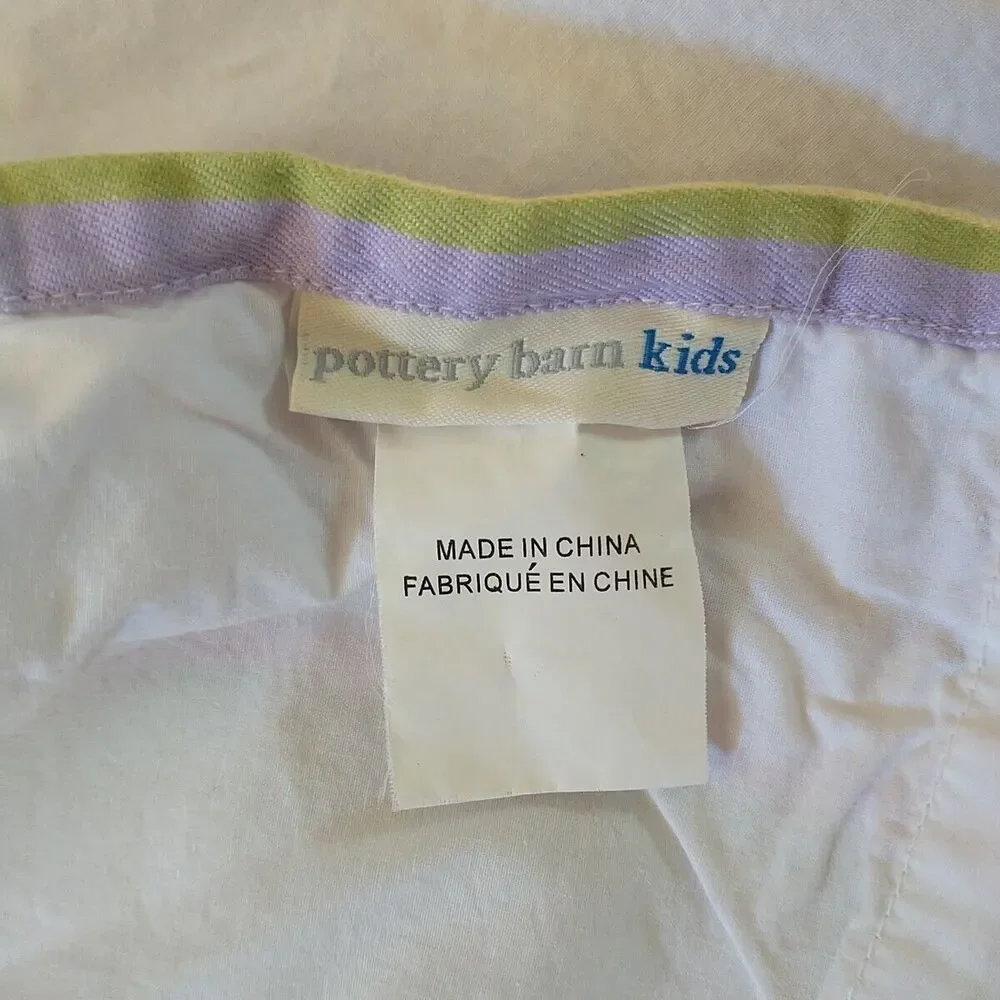 Pair POTTERY BARN KIDS Panel Curtain Drape Lined Multicolor Stripe Cotton 44x63